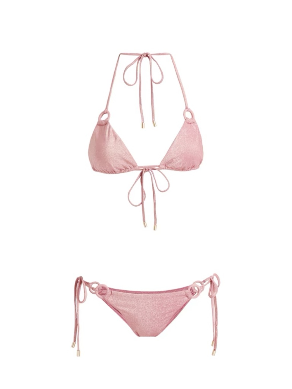 NWT Zimmermann Rhiannon Metallic Ring Dusty Pink Bikini in Size AU 1 US 6